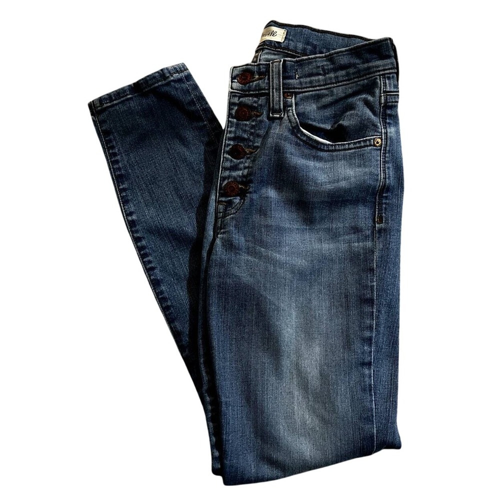 Madewell 9 High Riser Skinny Skinny Crop Jeans Women's Size 25 Blue Button Fly